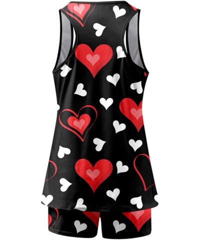 Valentine'S Day Pajamas For Women Sexy Heart Print Tank Tops Shorts Set Two Pieces Outfit Sleepwear Nightwear Lounge A03-red ...