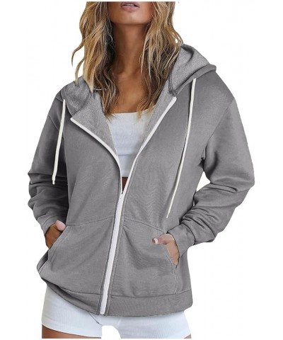 Zip Up Hoodies for Women Long Sleeve Lightweight Fall Jackets with Pockets Loose Baggy Oversized Fashion Outerwear 14 Gray $1...