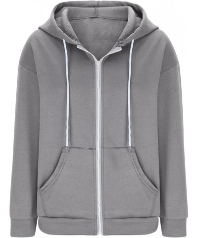 Zip Up Hoodies for Women Long Sleeve Lightweight Fall Jackets with Pockets Loose Baggy Oversized Fashion Outerwear 14 Gray $1...