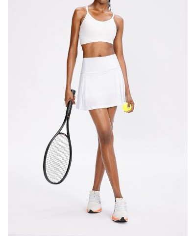 Women's Pleated Tennis Skirts with Pockets High Waisted Golf Skorts Skirt for Women Athletic Running Workout A-white $13.64 S...