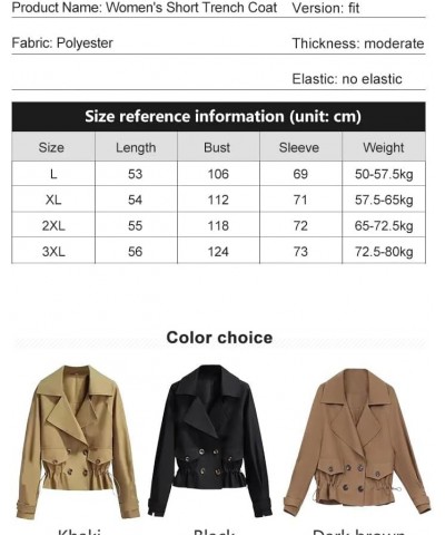 Korean Style Short Fashion Trench Coat Women's Casual Lapel Double Breasted Trench Jacket Loose Cropped Outwear Brown $15.31 ...