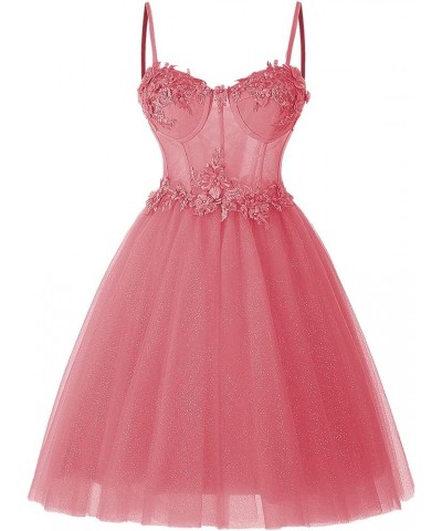 Sparkly Tulle Homecoming Dresses for Teens 2023 Short Sweetheart 3D Flowers Prom Party Gowns Rose Pink $38.60 Dresses