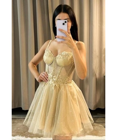 Sparkly Tulle Homecoming Dresses for Teens 2023 Short Sweetheart 3D Flowers Prom Party Gowns Rose Pink $38.60 Dresses