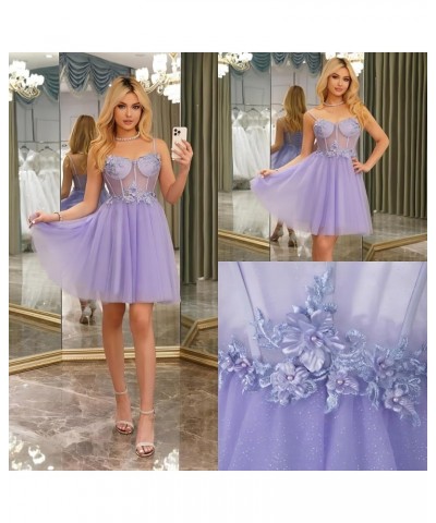 Sparkly Tulle Homecoming Dresses for Teens 2023 Short Sweetheart 3D Flowers Prom Party Gowns Rose Pink $38.60 Dresses