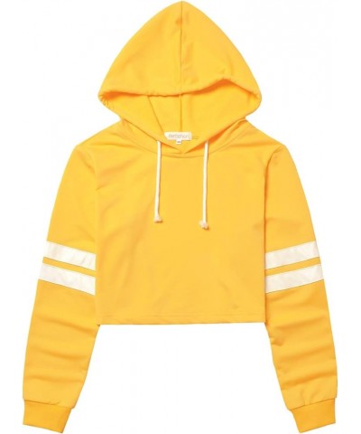 Women Sweatshirt Crop Top Hoodie Long Sleeve Sweatshirts Yellow $18.47 Hoodies & Sweatshirts