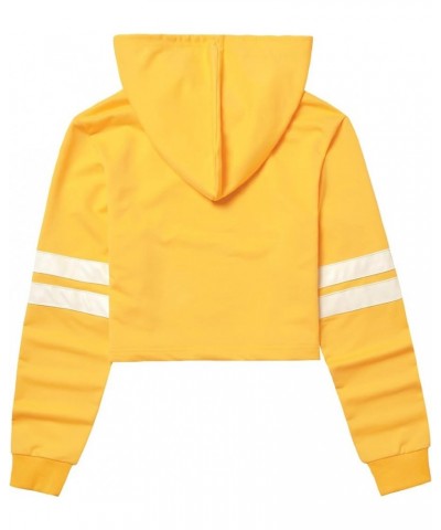 Women Sweatshirt Crop Top Hoodie Long Sleeve Sweatshirts Yellow $18.47 Hoodies & Sweatshirts