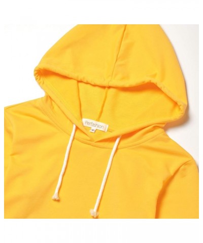 Women Sweatshirt Crop Top Hoodie Long Sleeve Sweatshirts Yellow $18.47 Hoodies & Sweatshirts