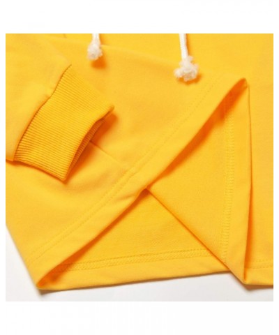 Women Sweatshirt Crop Top Hoodie Long Sleeve Sweatshirts Yellow $18.47 Hoodies & Sweatshirts