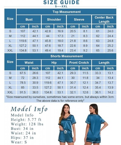Silk Pajama for Women Short Sleeve Satin Pj Set Two Piece Soft Sleepwear Loungewear, S-XXL Blue $18.95 Sleep & Lounge