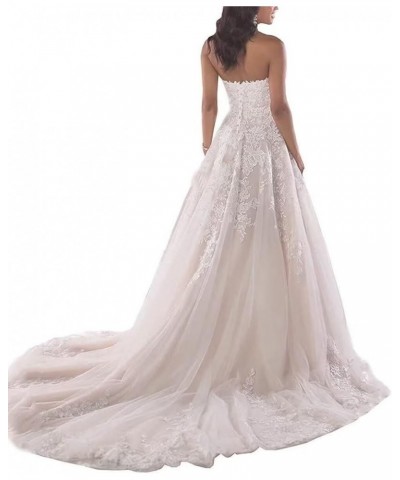 Women’s A-Line Appliques Wedding Dress for Brides Plus Size, Long Sweetheart Lace Bridal Gowns Lace Up Corset Back White $61....