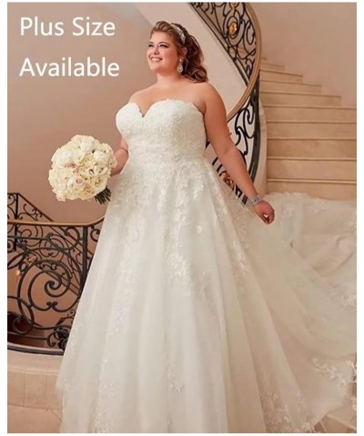 Women’s A-Line Appliques Wedding Dress for Brides Plus Size, Long Sweetheart Lace Bridal Gowns Lace Up Corset Back White $61....