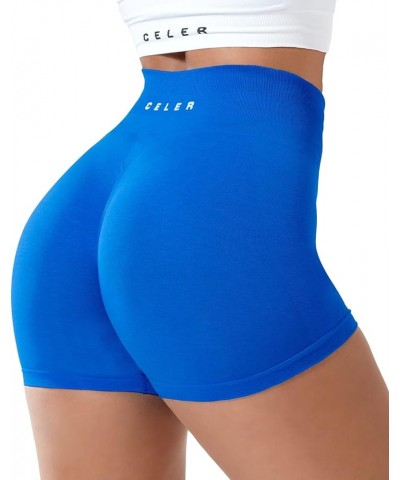 Womens Workout Shorts Seamless Scrunch Butt Gym Shorts High Waisted Yoga Athletic Booty Shorts Earth Blue $10.00 Activewear