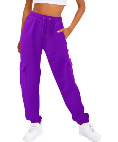 Women Baggy Sweatpants Cinch Bottom Joggers Pants High Waisted Elastic Athletic Fit Lounge Trousers with Pockets Purple $9.34...