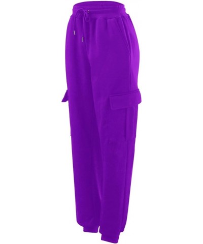 Women Baggy Sweatpants Cinch Bottom Joggers Pants High Waisted Elastic Athletic Fit Lounge Trousers with Pockets Purple $9.34...