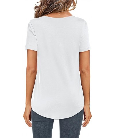 Womens Summer Tshirts V Neck Casual Short Sleeve Tunic Tops Tees White $14.18 Tops