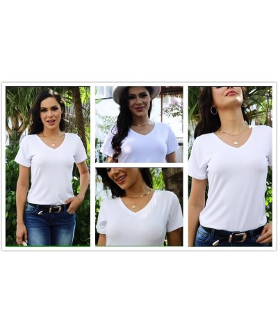 Womens Summer Tshirts V Neck Casual Short Sleeve Tunic Tops Tees White $14.18 Tops