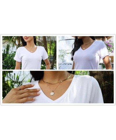 Womens Summer Tshirts V Neck Casual Short Sleeve Tunic Tops Tees White $14.18 Tops