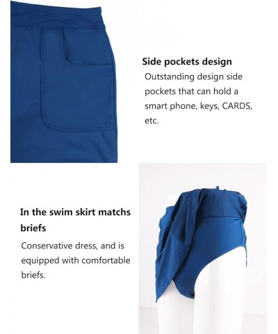 Women's Swim Skirt Plus Size Bikini Tankini Bottoms Solid Swimsuit Skort with Pocket Royal Blue $19.37 Swimsuits