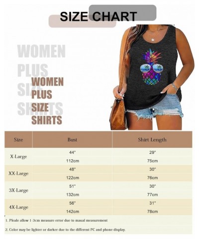 Women's Plus Size Summer Pineapple Sunglasses Tank Tops Hawaiian Graphic Printed Tees Sleeveless Vacation T Shirt Blouse Top ...