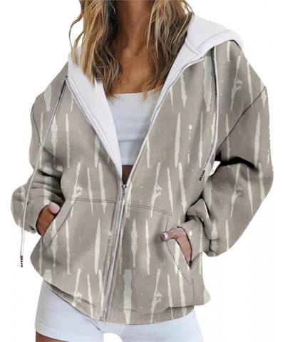 Women's Hoodies Teen Girl Y2K Fall Pullover Oversized Hooded Sweatshirts Casual Drawstring Zip Up Hoodie with Pocket Striped ...