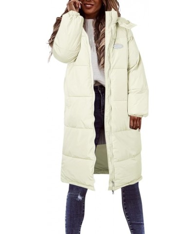 Winter Puffer Coats for Women, Women's Windproof Warm Down Long Coats Thicken Hooded Fashion Puffer Jacket X02-white $15.09 J...