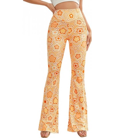 Women's Snakeskin High Waist Casual Flare Bell Bottom Stretch Long Pants Floral Multicolor $10.79 Leggings
