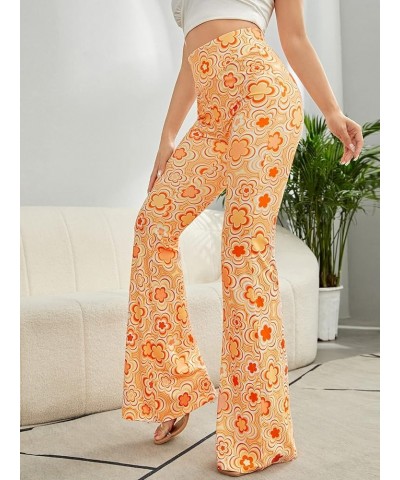 Women's Snakeskin High Waist Casual Flare Bell Bottom Stretch Long Pants Floral Multicolor $10.79 Leggings