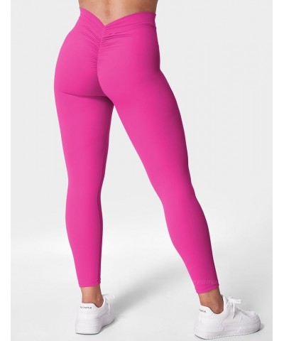 Daze V Back Workout Leggings for Women Scrunch Butt Leggings High Waisted Gym Yoga Pants 1 Pink $11.67 Activewear