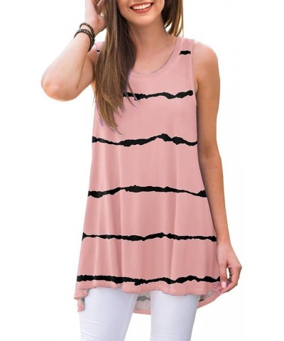 Women's Casual Round Neck Long Sleeve Loose Tunic T-Shirt Blouse Tops 45 a Stripe Pink $14.49 Tops