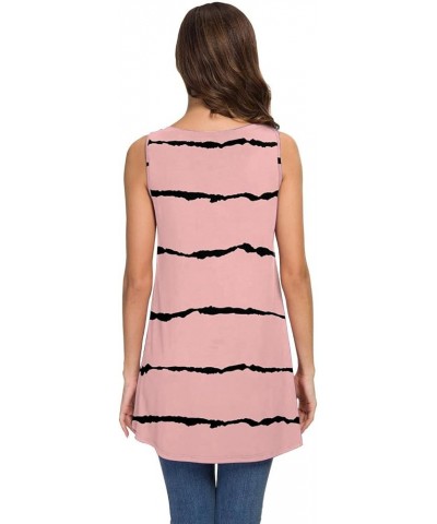 Women's Casual Round Neck Long Sleeve Loose Tunic T-Shirt Blouse Tops 45 a Stripe Pink $14.49 Tops