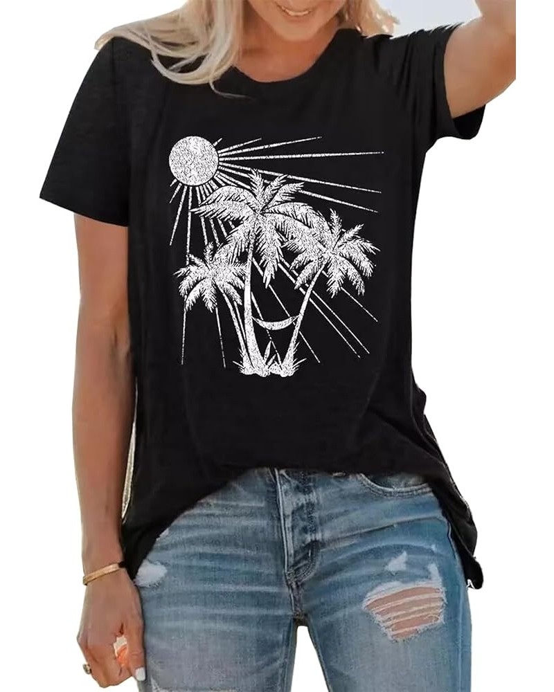Women's Summer Beach T Shirt Cute Palm Tree Graphic Loose Tees Short Sleeve Casual Tops Dark Grey4 $11.76 T-Shirts