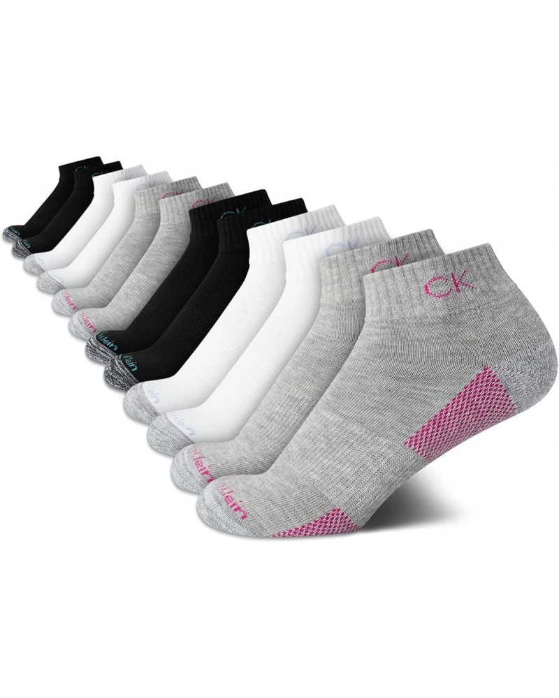 Women's Athletic Sock - Cushion Quarter Cut Ankle Socks (12 Pack) Assorted Heather $16.80 Activewear