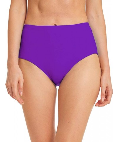 Women's Swim Bottom High Waist Retro Basic Full Coverage Bikini Tankini Swimsuit Briefs Purple $10.25 Swimsuits