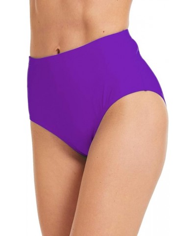 Women's Swim Bottom High Waist Retro Basic Full Coverage Bikini Tankini Swimsuit Briefs Purple $10.25 Swimsuits