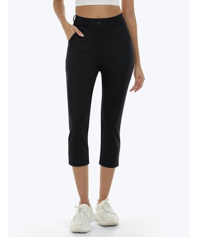 Women's Golf Capri Pants Stretch Slim Business Casual Pants Straight Leg Yoga Dress Pants with Pockets Office Slacks Black $1...