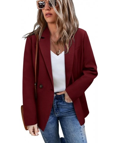 Womens Long Sleeve Casual Blazers Open Front Lapel Button Work Office Blazer Jackets 1-red $17.63 Blazers