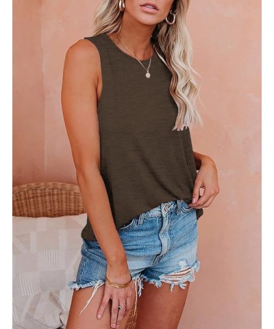 Womens Fashion Tank Tops Crewneck Loose Fit Basic y2k Going Out Clothes Casual Summer Sleeveless Shirts for Women 2024 Brown ...