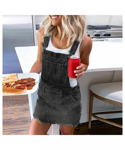 Denim Jumpsuits For Women Skirts Summer Casual Sleeveless Adjustable Straps Ropmers Dress Fashion Bib Pants Overalls A Gray $...