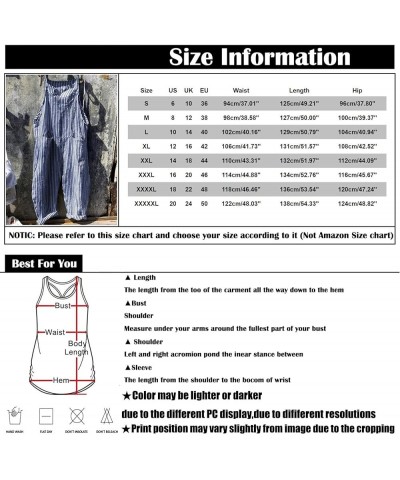 Jumpsuits for Women Summer Polyester Hip-Hop Oversized Joggers Striped Split Overall Cozy Working High Rise Straight 02-blue ...