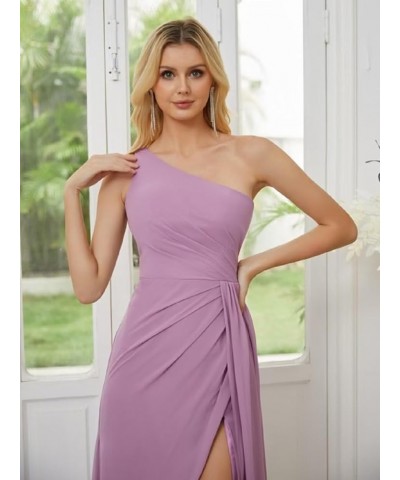 Women's One Shoulder Bridesmaid Dresses Long A Line Ruched Chiffon Formal Dress with Slit TS001 Gold $30.77 Dresses