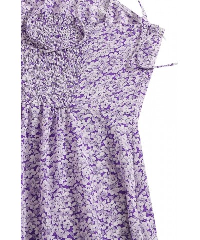 Women's Summer Floral Ruffle Mini Dress Sleeveless Tie Shoulder A Line Flare Short Dresses Beach Sundresses Light Purple $14....