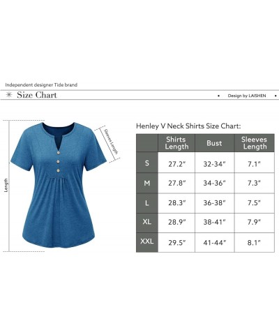 Women's Long Sleeve Button Down Tunic Tops Henley V Neck Casual Swing Shirts Blouse A-blue-902 $12.23 Tops