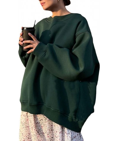 Crewneck Sweatshirt for Women Oversized Long Sleeve Casual Loose Pullover Tops Fashion Hoodies Vintage Trendy Baggy Dark Gree...