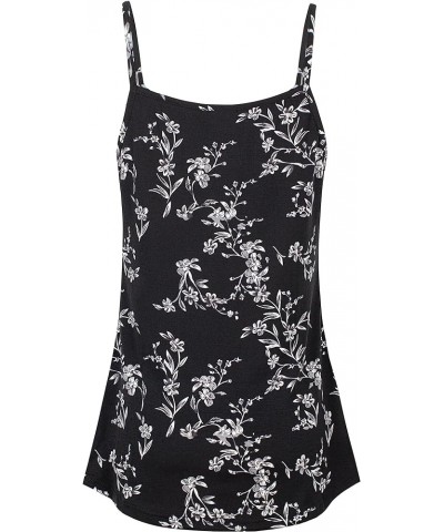 Women Loose Casual Summer Pleated Flowy Sleeveless Camisole Tank Tops Black White Floral $10.63 Tanks