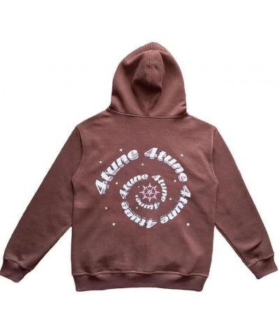 Y2k Women Men Letter Graphic Hoodies Aesthetics Casual Zip Up Oversized Pullover Sweatshirt Harajuku Jacket B-brown $14.27 Ho...