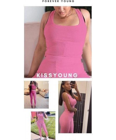 Casual Versatile Two-Piece Women's High-Waisted Leggings Set Pink $12.50 Activewear