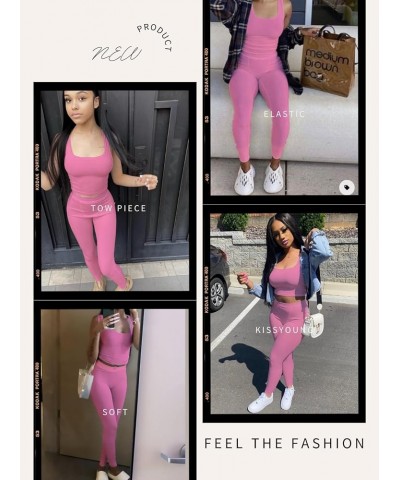 Casual Versatile Two-Piece Women's High-Waisted Leggings Set Pink $12.50 Activewear