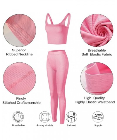 Casual Versatile Two-Piece Women's High-Waisted Leggings Set Pink $12.50 Activewear