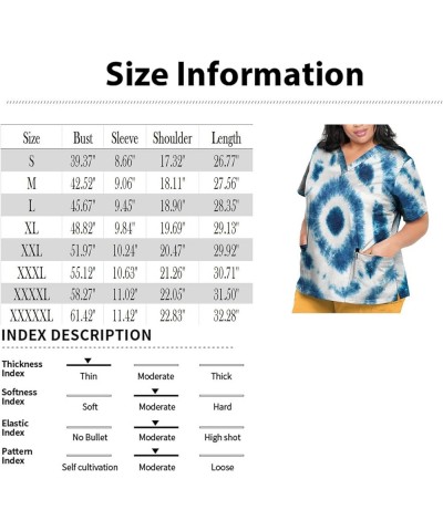 Scrub Tops Summer Casual V-Neck Short Sleeve Plus Size Nurse Uniform, Fashionable V-Neck Plus Size Pullover with Pockets 03-m...