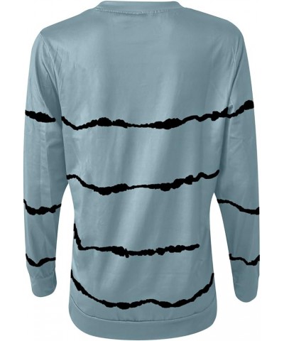 Womens Long Sleeve Shirts Plus Size Striped Casual Pullover Sweatshirts Crewneck Lightweight Fall Outfits 2023 18 Sky Blue $6...